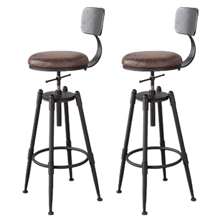 Industrial Footrest Adjustable Height Barstool Brown Pine Home Stool