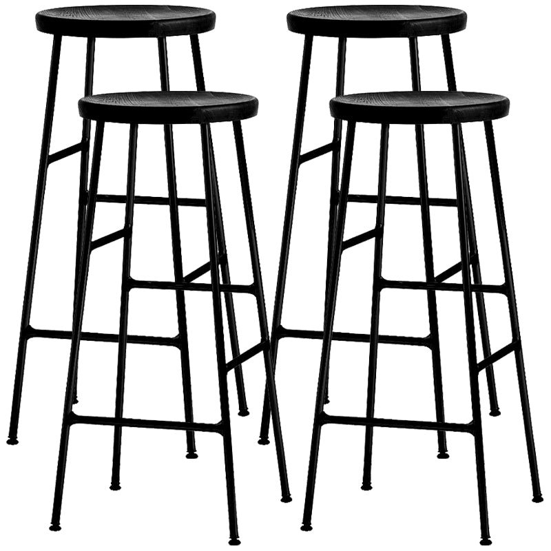 Modern Footrest Backless Barstool Matte Finish Oak Wood Coffee Shop Stool