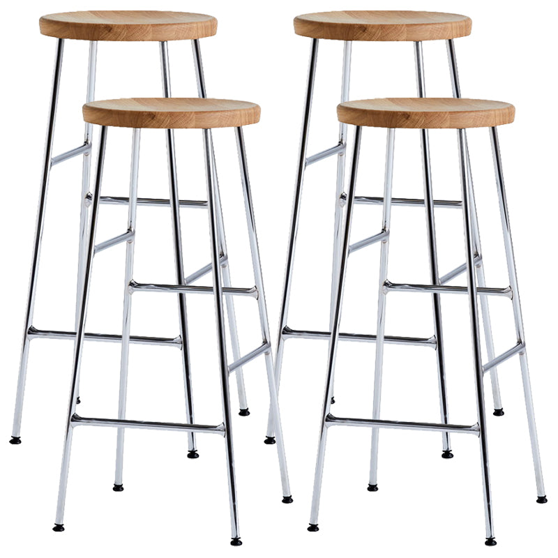 Modern Footrest Backless Barstool Matte Finish Oak Wood Coffee Shop Stool