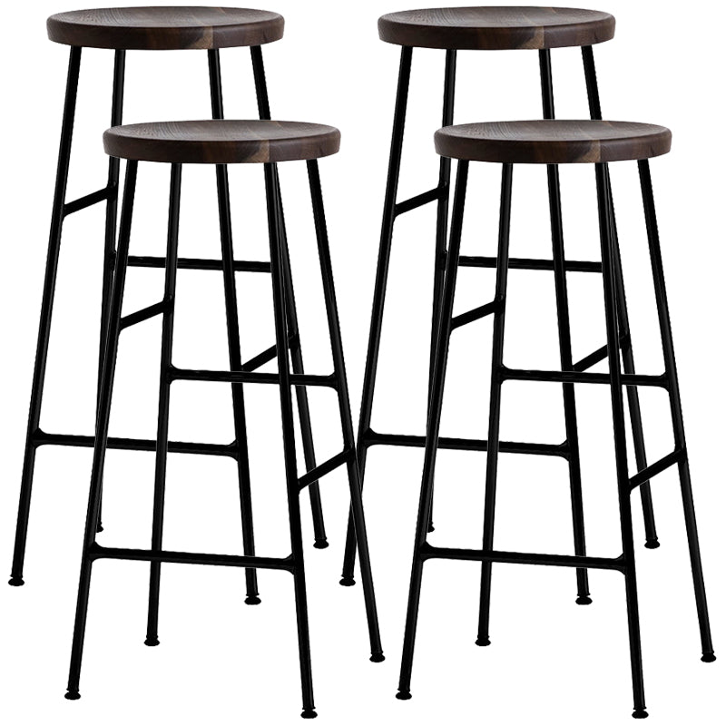 Modern Footrest Backless Barstool Matte Finish Oak Wood Coffee Shop Stool