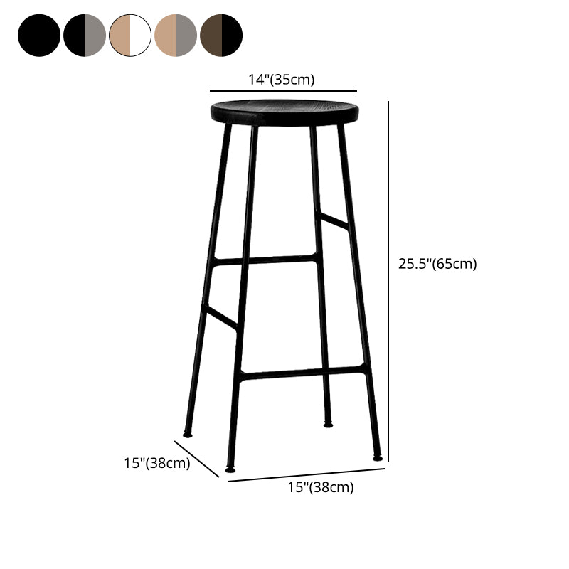 Modern Footrest Backless Barstool Matte Finish Oak Wood Coffee Shop Stool