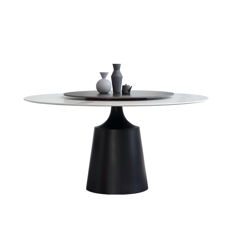 Modern Round Dinette Set 1/3/4/5/7 Pieces Sintered Stone Dining Table Set with Turntable