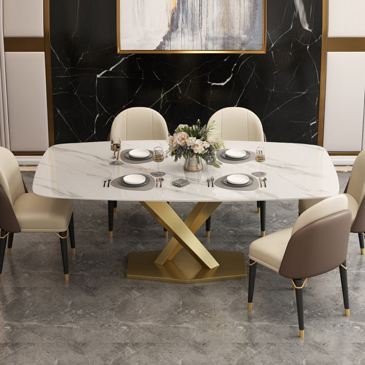 Luxury Sintered Stone Top Dining Set Rectangle 1/4/5/6/7 Pieces Dining Table with Chairs