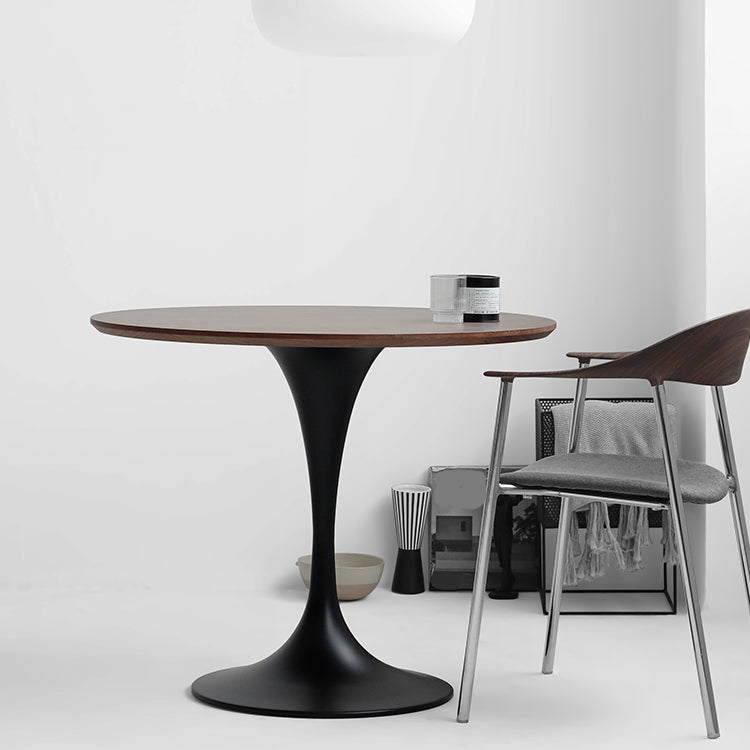 Modern Style Round Table Wooden Dining Table with Pedestal Base for Kitchen