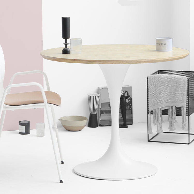 Modern Style Round Table Wooden Dining Table with Pedestal Base for Kitchen