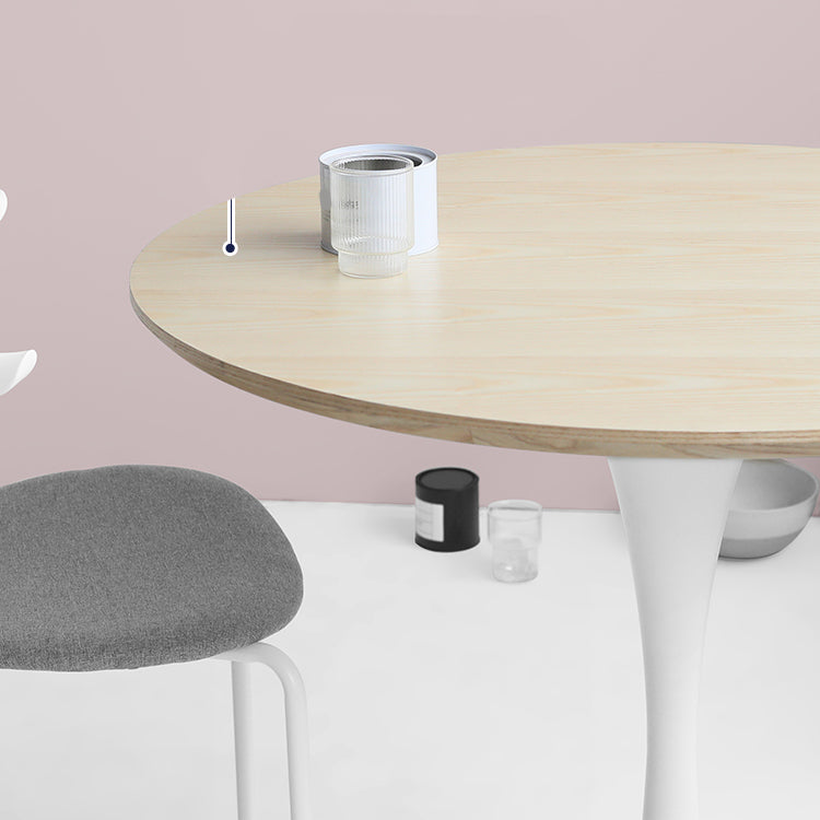 Modern Style Round Table Wooden Dining Table with Pedestal Base for Kitchen