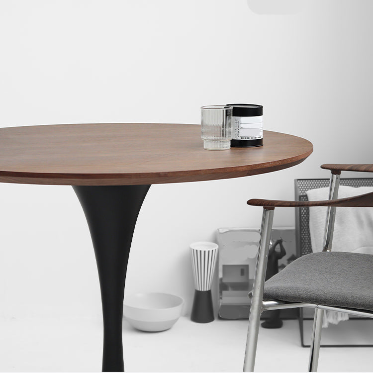 Modern Style Round Table Wooden Dining Table with Pedestal Base for Kitchen