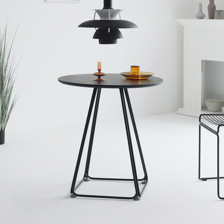 Modern Round Dining Table Wooden Dining Table with Metal Base for Kitchen