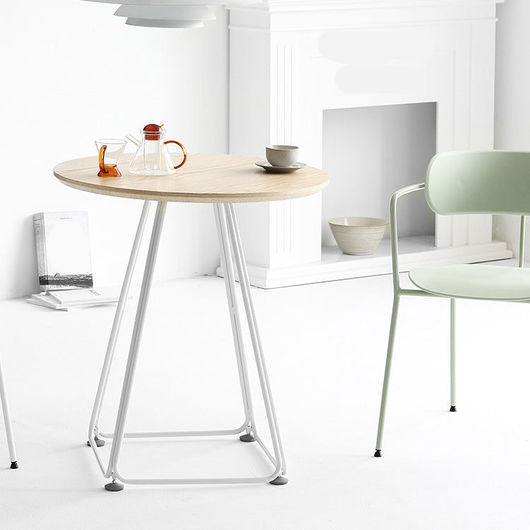 Modern Round Dining Table Wooden Dining Table with Metal Base for Kitchen