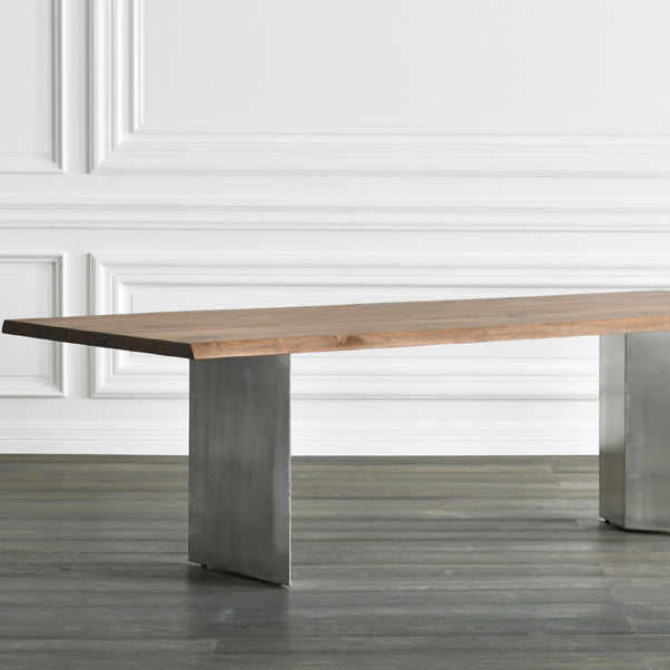 Rectangle Kitchen Dining Table Solid Wood Table Luxury with Double Pedestal Base