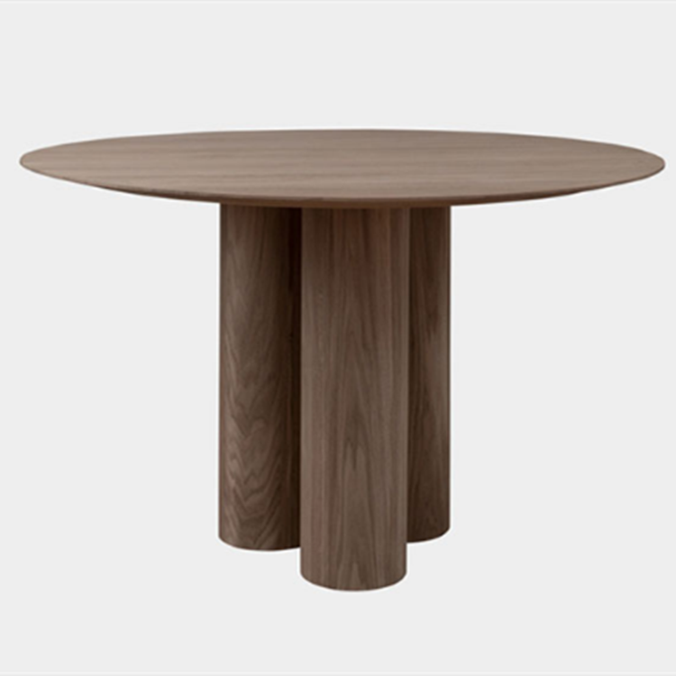 Round Simplicity Style Dining Table Fixed Table with Solid Wood