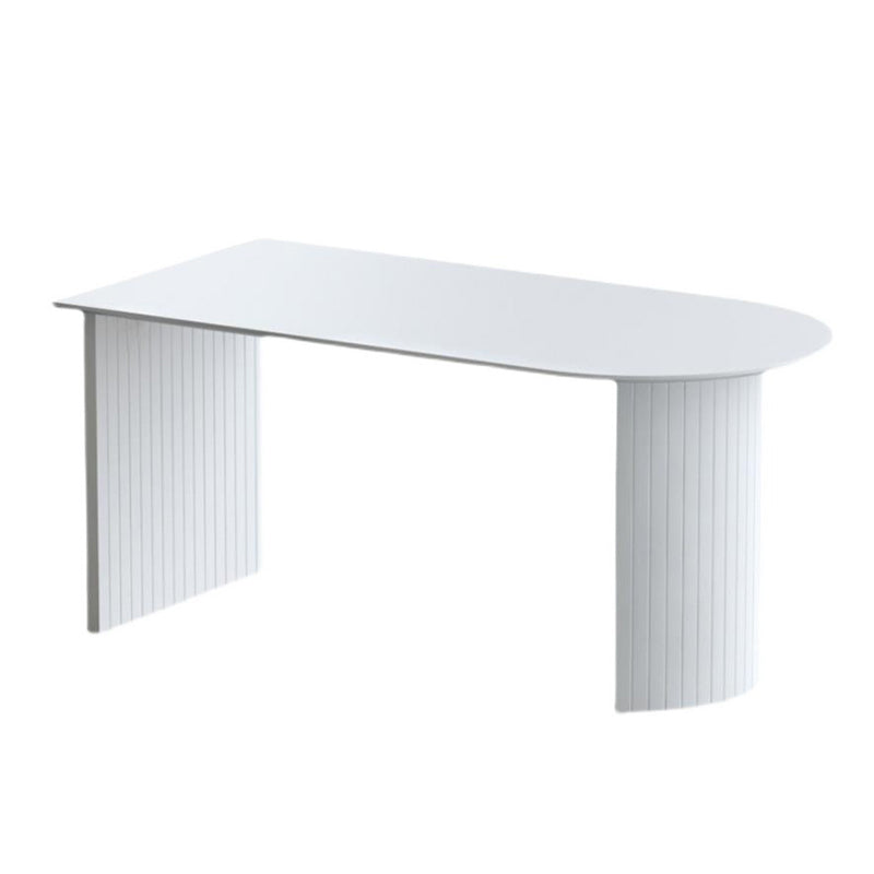 Free Form White Dining Table Solid Wood Table Contemporary with Double Pedestal