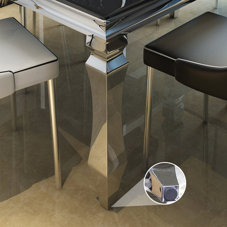 Metal Contemporary Rectangular Dining Table Glass Top Table for Dining Room