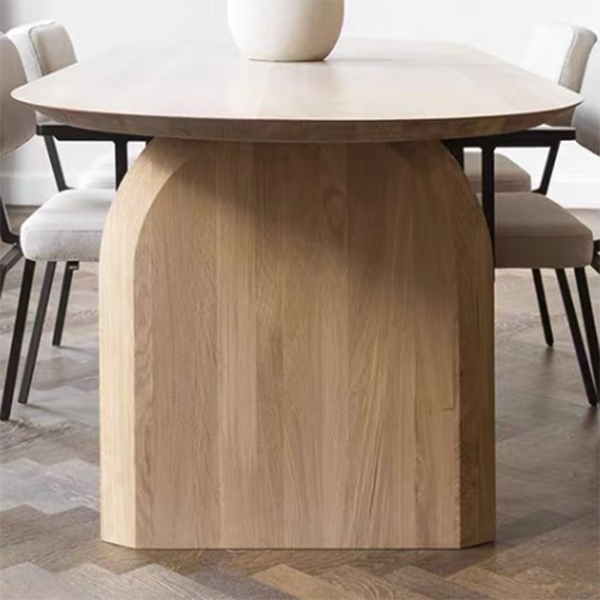 Modern Solid Wood Table for Restaurant Oval Dining Table with Double Pedestal