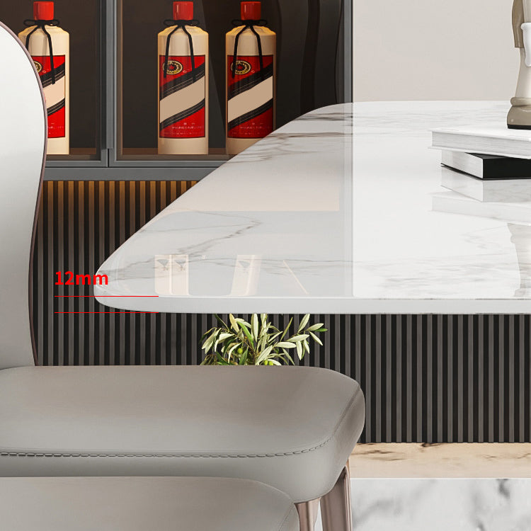 Luxury Sintered Stone Top Table Rectangle Dining Table with Pedestal Base