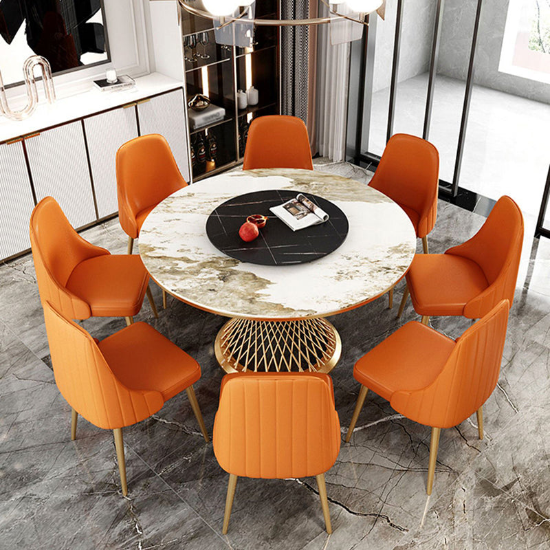 Traditional Luxury Round Stone Dining Table Pedestal Casual Dining Table