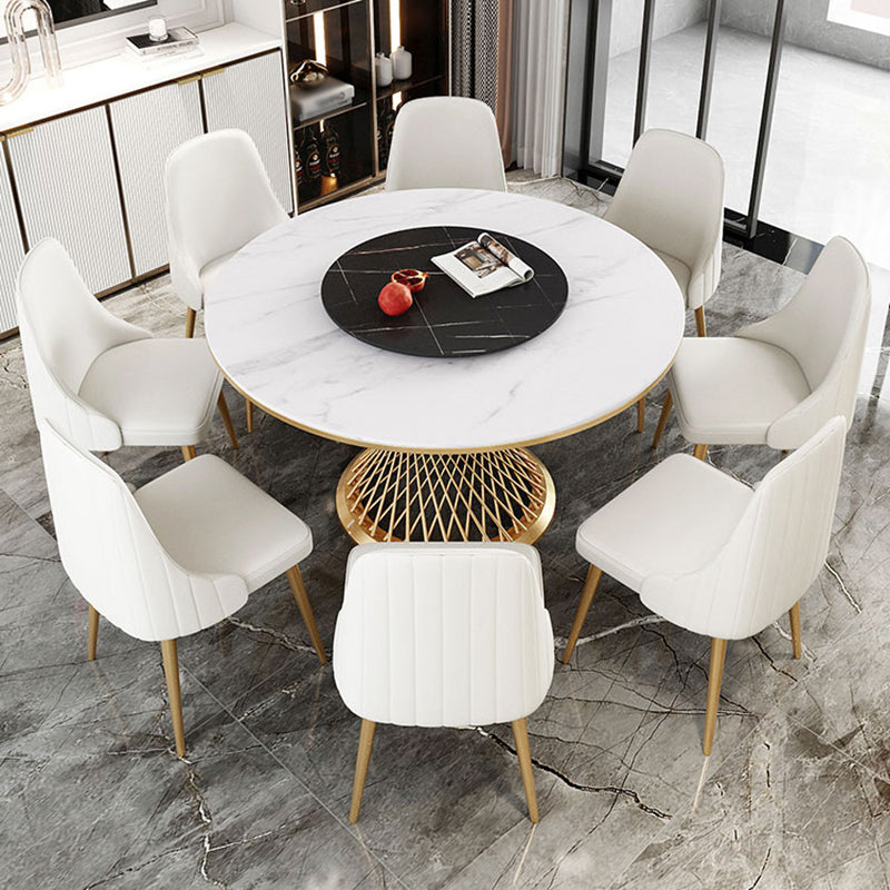 Traditional Luxury Round Stone Dining Table Pedestal Casual Dining Table