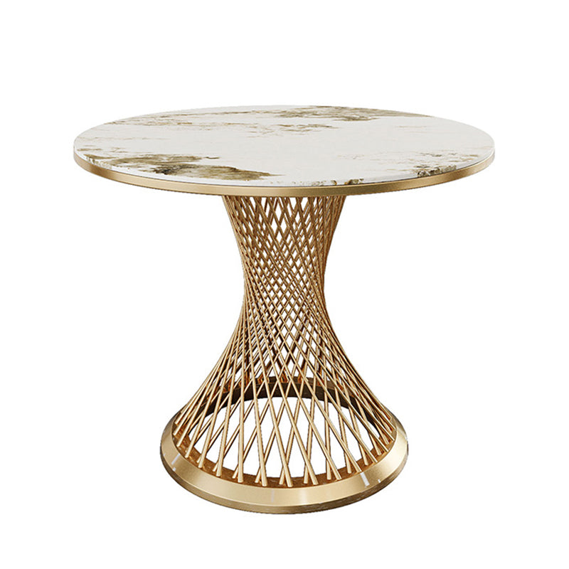 Traditional Luxury Round Stone Dining Table Pedestal Casual Dining Table