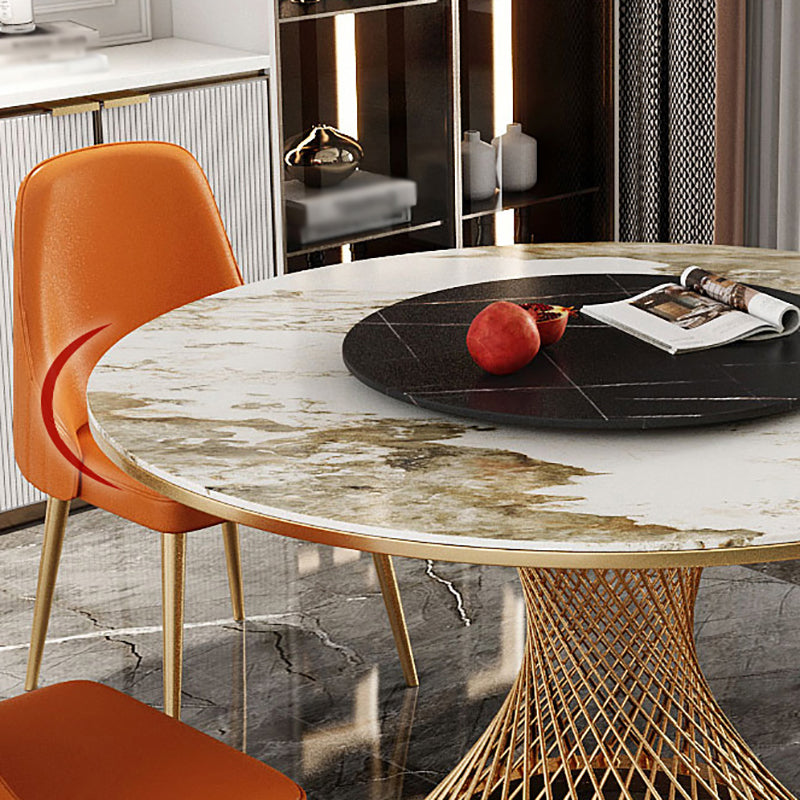 Traditional Luxury Round Stone Dining Table Pedestal Casual Dining Table