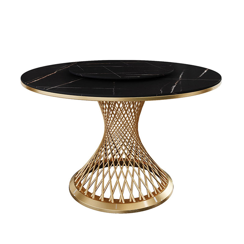 Traditional Luxury Round Stone Dining Table Pedestal Casual Dining Table