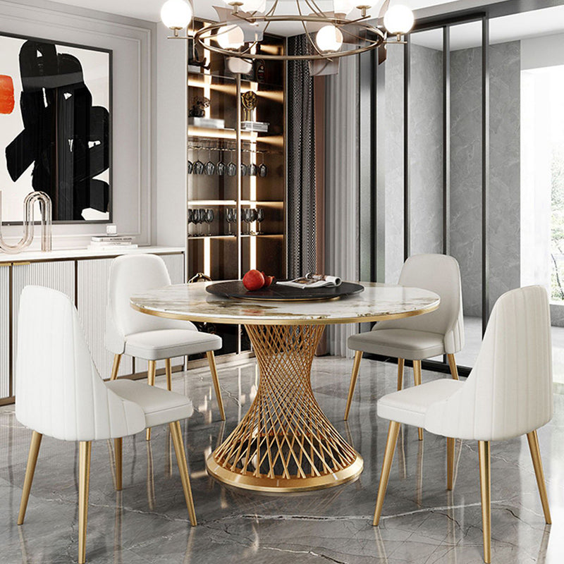Traditional Luxury Round Stone Dining Table Pedestal Casual Dining Table