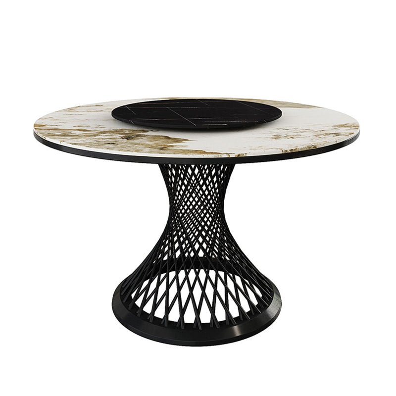 Traditional Luxury Round Stone Dining Table Pedestal Casual Dining Table
