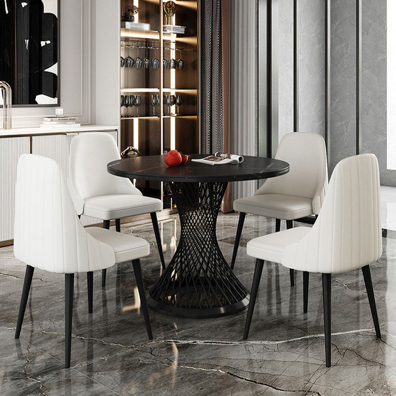 Traditional Luxury Round Stone Dining Table Pedestal Casual Dining Table