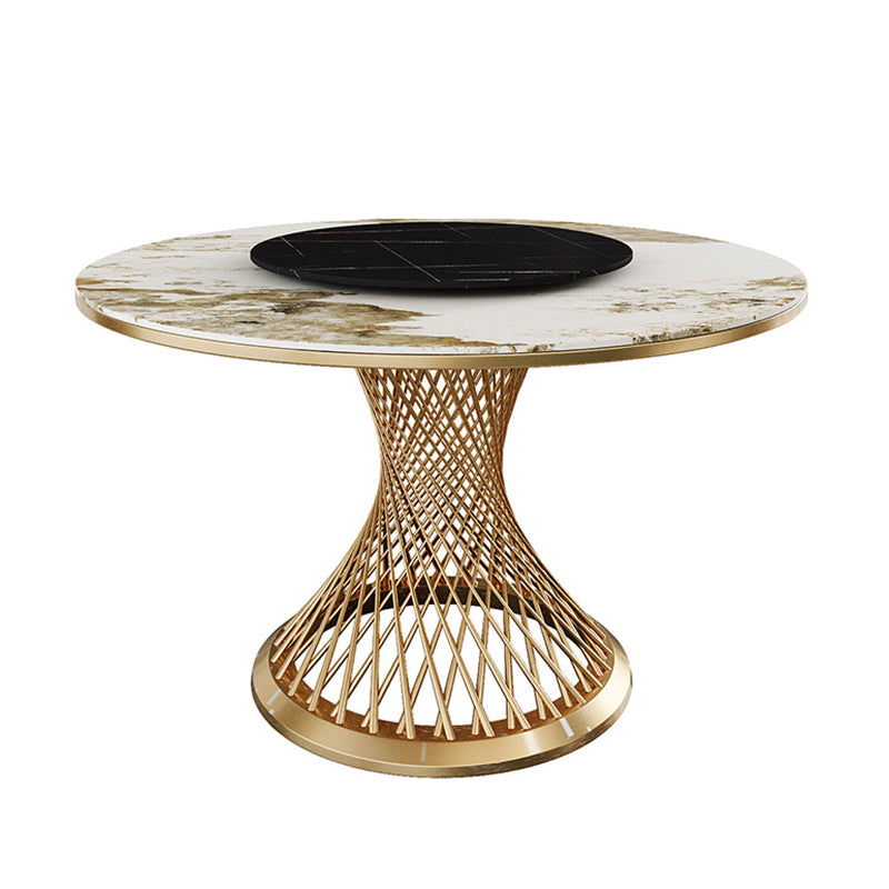 Traditional Luxury Round Stone Dining Table Pedestal Casual Dining Table