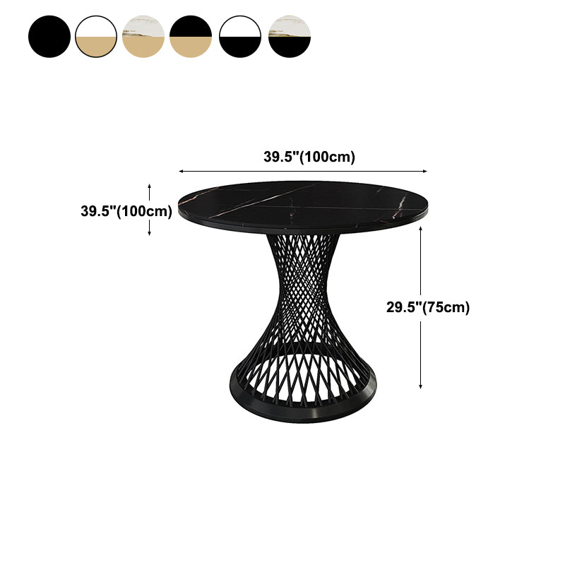Traditional Luxury Round Stone Dining Table Pedestal Casual Dining Table