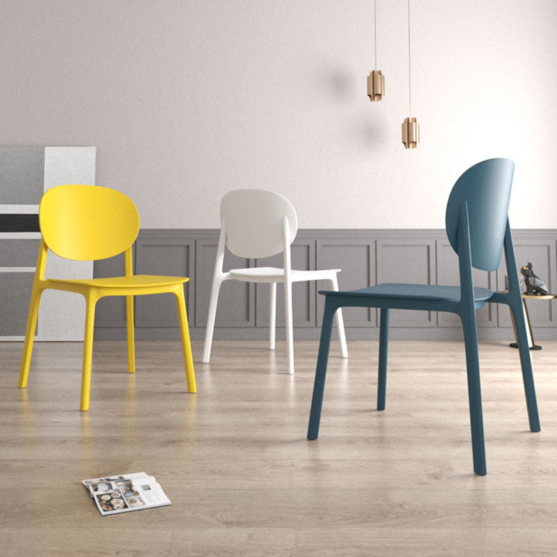 Contemporary Style Stackable Chair Kitchen Armless Chair with Plastic Legs