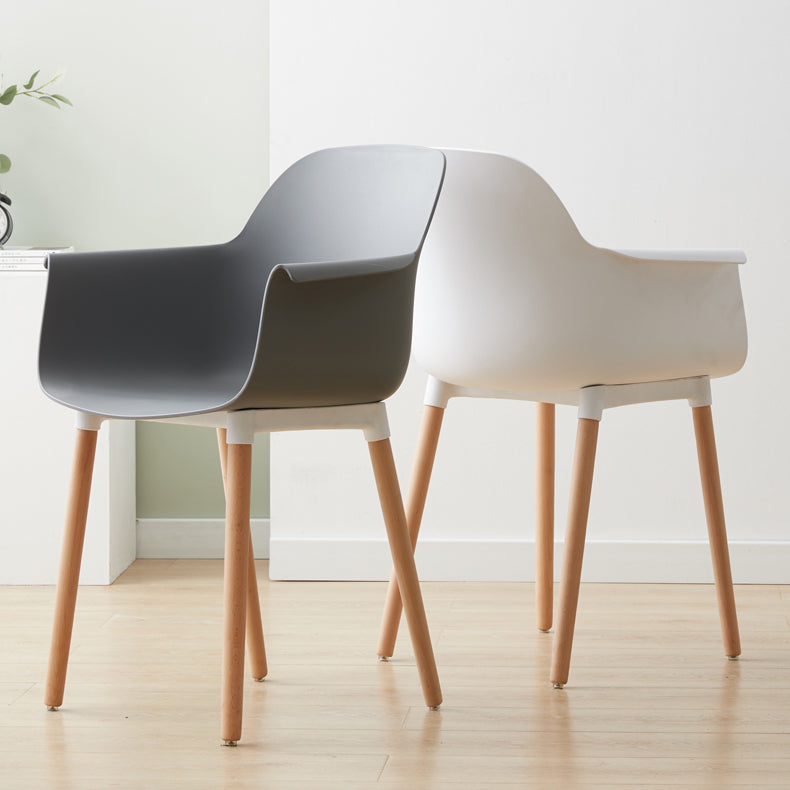 Scandinavian Wood Kitchen Dining Room Arm Chair Solid Back Chair