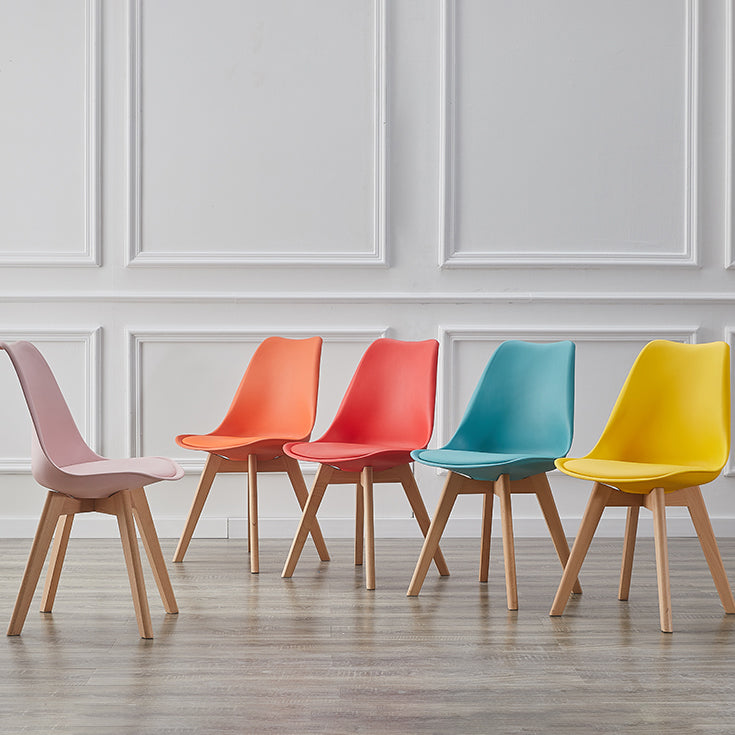 Modern Style Chairs Kitchen Armless Side Chair with Wooden Legs