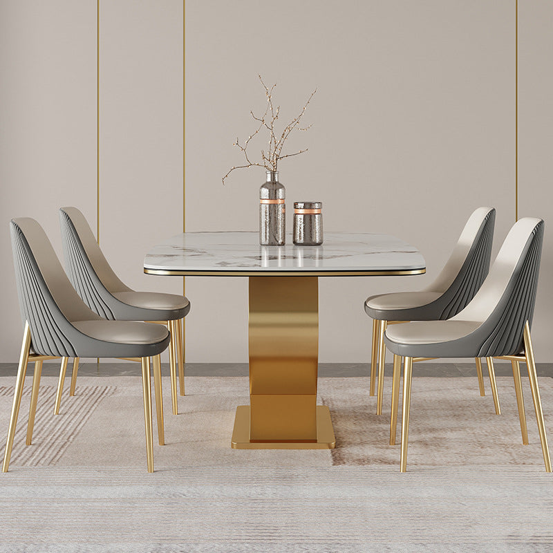 Luxury Sintered Stone Top Dining Set Rectangle 1/2/5/6/7 Pieces Dining Table with Chairs