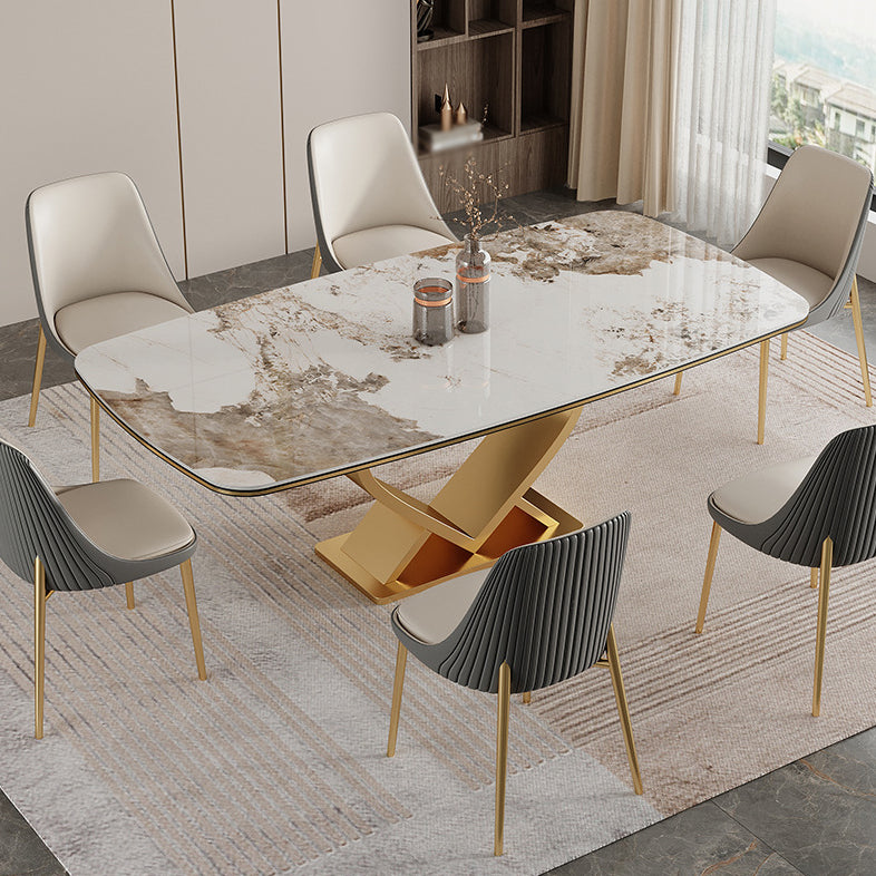 Luxury Sintered Stone Top Dining Set Rectangle 1/2/5/6/7 Pieces Dining Table with Chairs