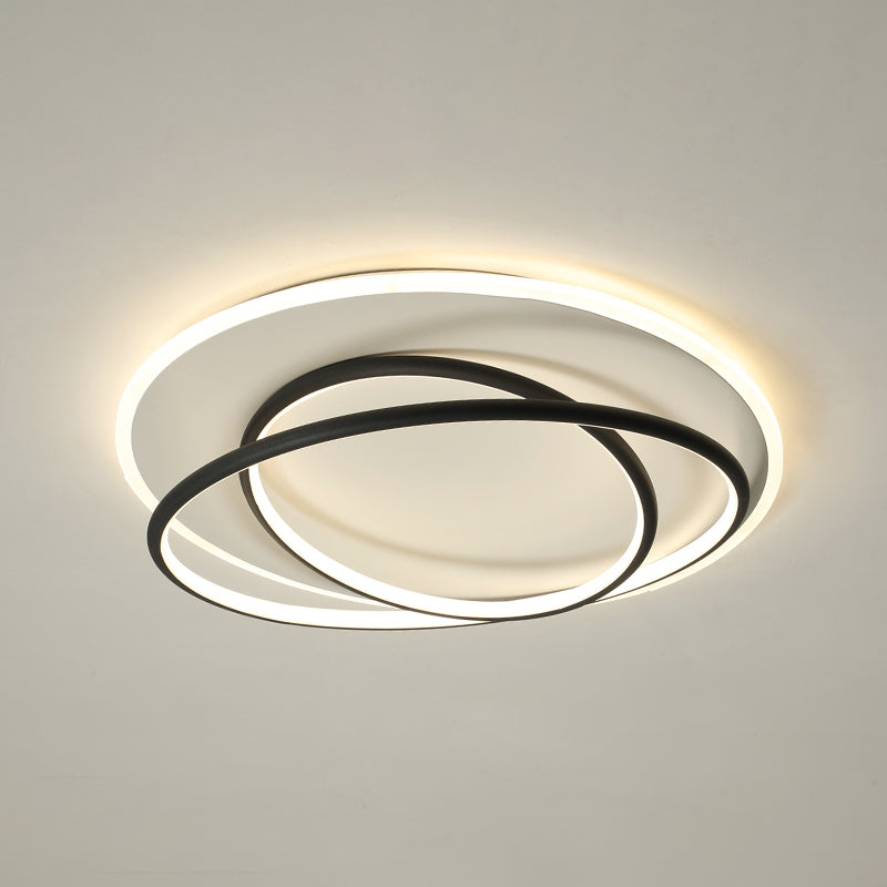 Plafonnier encastré à abat-jour rond en métal, luminaire moderne à 2 lumières