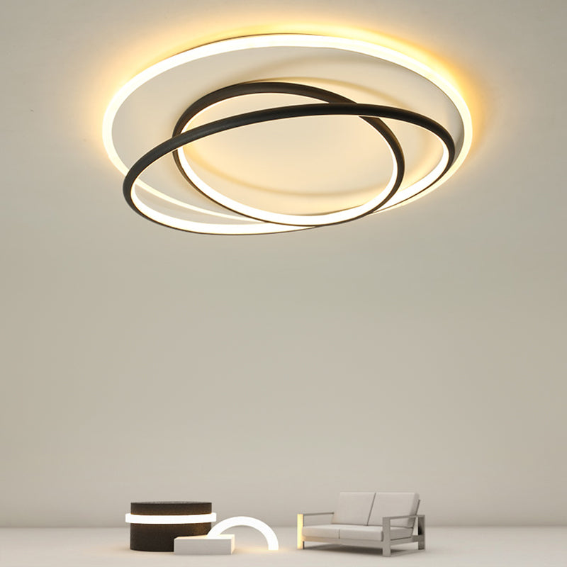 Plafonnier encastré à abat-jour rond en métal, luminaire moderne à 2 lumières