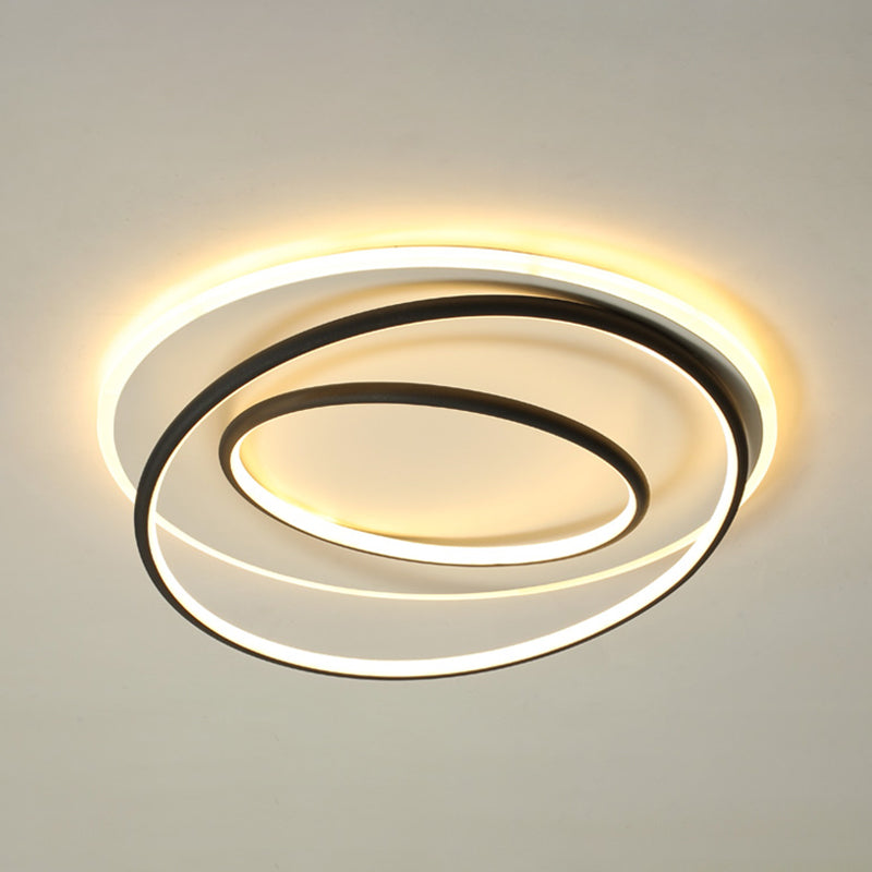 Plafonnier encastré à abat-jour rond en métal, luminaire moderne à 2 lumières