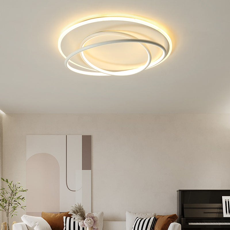 Plafonnier encastré à abat-jour rond en métal, luminaire moderne à 2 lumières