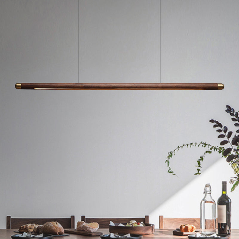 Modern Style Linear Hanging Pendant Light Wood 1-Light Island Light Fixture