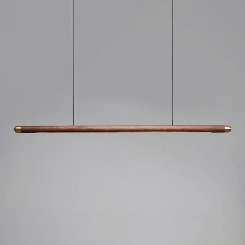 Modern Style Linear Hanging Pendant Light Wood 1-Light Island Light Fixture