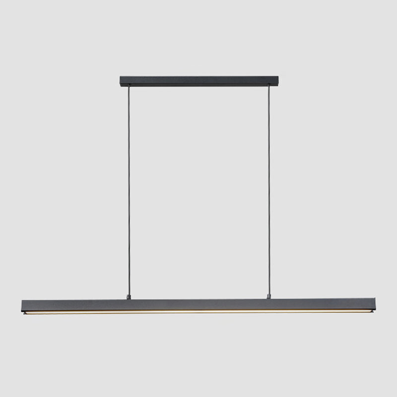 Zeitgenössischer Stil linearer Form Island Light Metal 1 hängendes Anhänger Licht in Schwarz