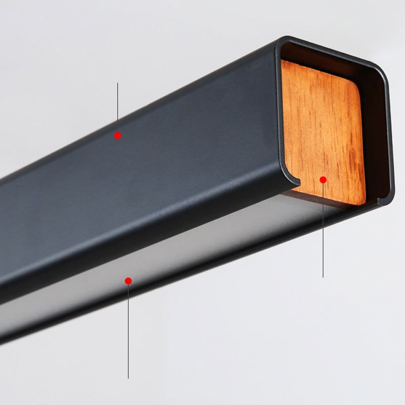 Zeitgenössischer Stil linearer Form Island Light Metal 1 hängendes Anhänger Licht in Schwarz