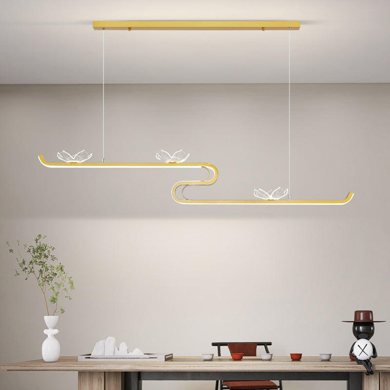 Linéaire forme d'îles lumières modernes metal 4 luminaires d'éclairage pendentif léger