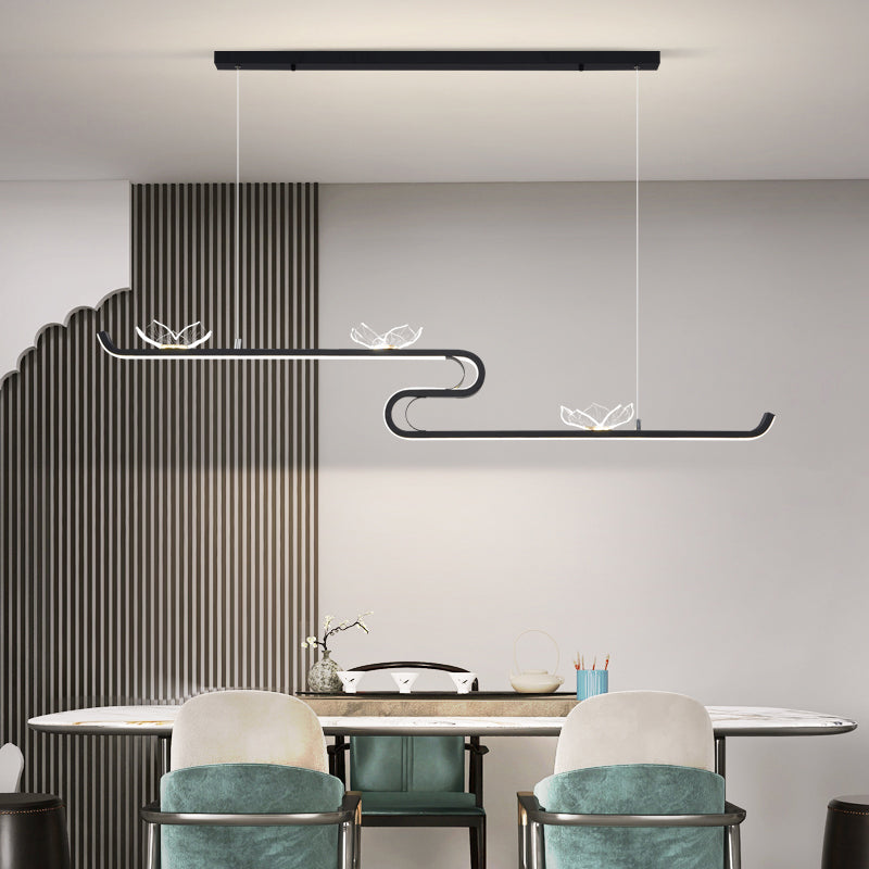 Linéaire forme d'îles lumières modernes metal 4 luminaires d'éclairage pendentif léger