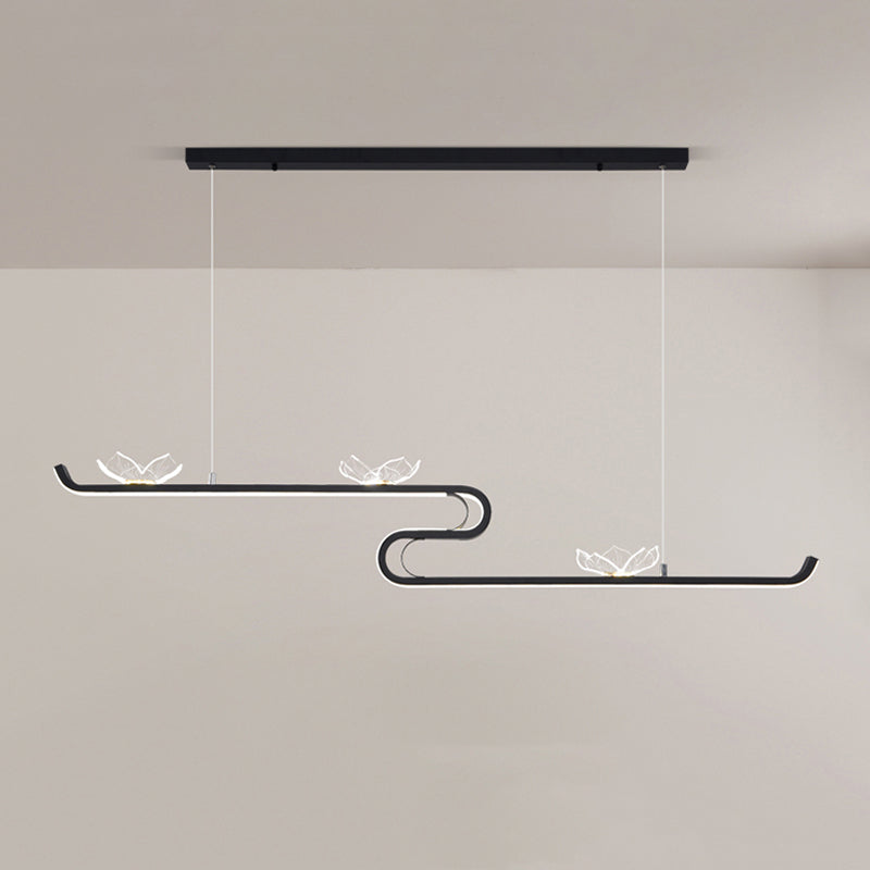 Linéaire forme d'îles lumières modernes metal 4 luminaires d'éclairage pendentif léger