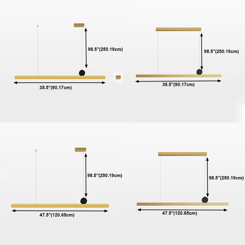 Zeitgenössischer Stil linearer Form Island Light Metal One Light Island Lighting