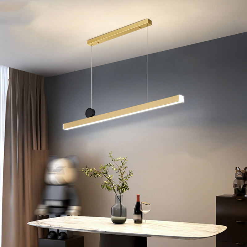 Zeitgenössischer Stil linearer Form Island Light Metal One Light Island Lighting