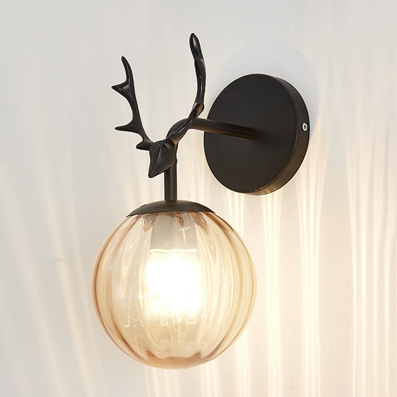 Modern Style Spherical Shape Wall Sconce Glass 1 Light Sconce Lighting for Bedroom