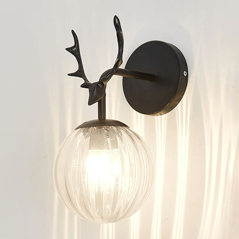 Modern Style Spherical Shape Wall Sconce Glass 1 Light Sconce Lighting for Bedroom