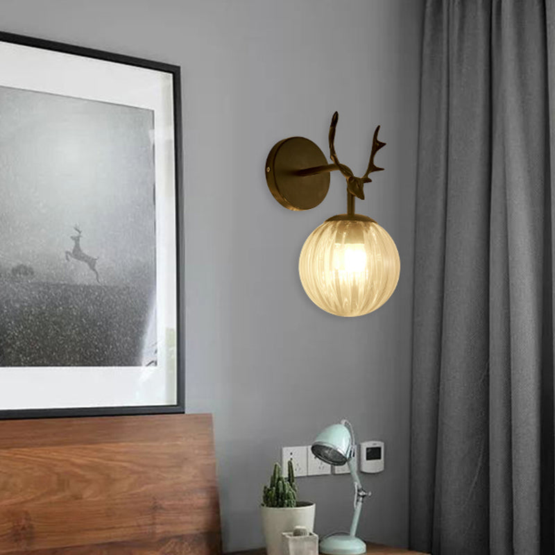 Modern Style Spherical Shape Wall Sconce Glass 1 Light Sconce Lighting for Bedroom